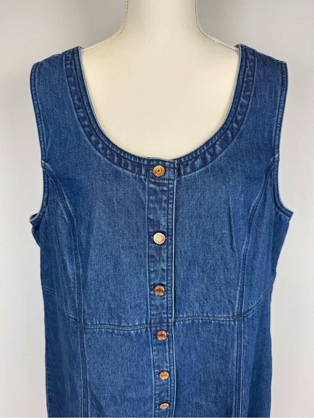 GAP Heritage Blue Denim Mini Dress Sleeveless Sheath Dress Size XL Classic - Picture 4 of 9